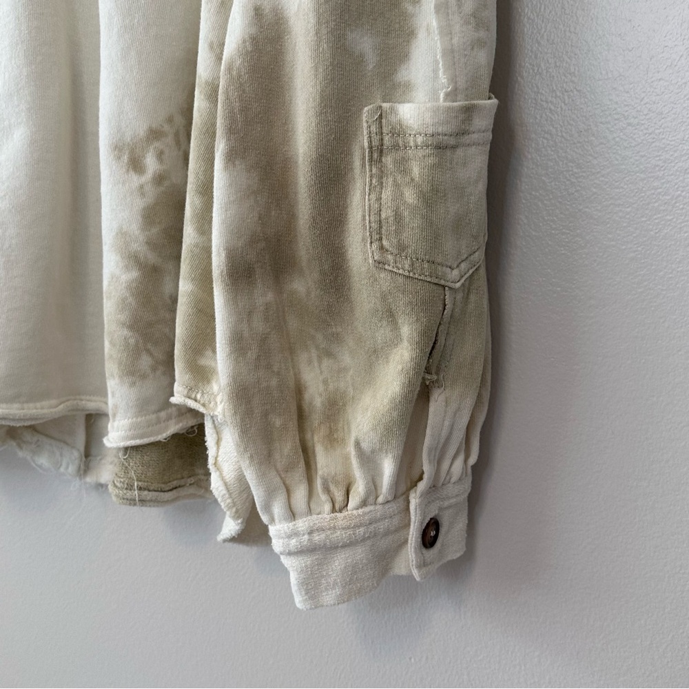 POL Cotton Tie-Dye Shacket Jacket Balloon Sleeves Button Front Pockets Large - Picture 13 of 15